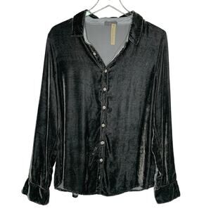 CP Shades Romy Velvet Grey Silk Blend Button Down Shirt L NEW Luxe Comfort